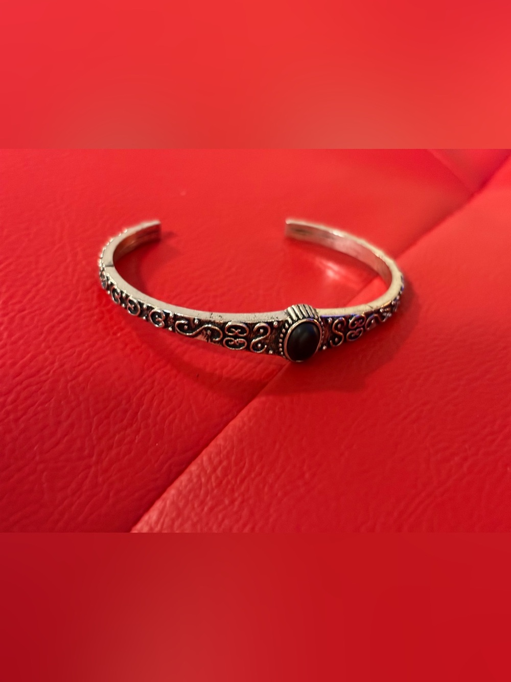 Silver & Black Geometric Cuff Bracelet Like New
